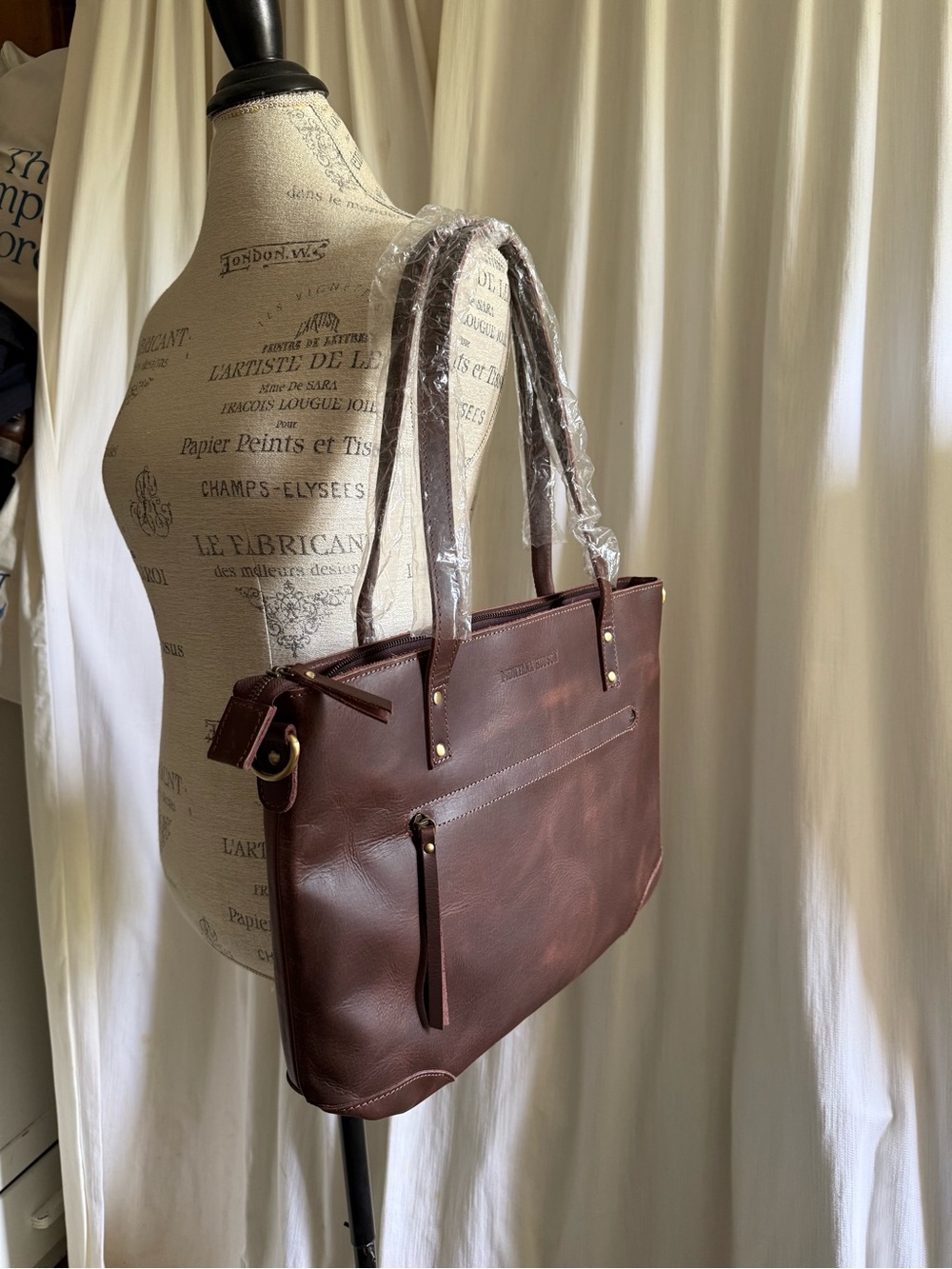 Classic Brown Leather Tote Bag - Women's Carryall